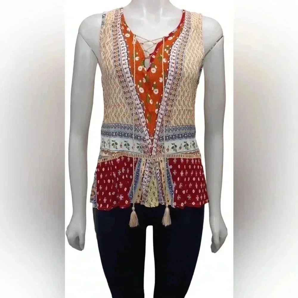 Patrons Of Peace Boho Tank Top Size Small